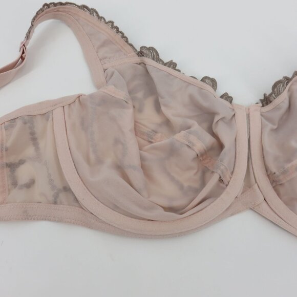 Modern Movement 38DD Pink Underwire Unlined Embroidered Mesh Bra Detailed Straps - Picture 8 of 12